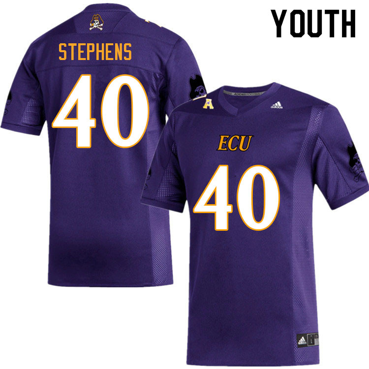 Youth #40 Chad Stephens ECU Pirates College Football Jerseys Sale-Purple